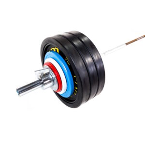 painosarja tangolla, 182,5 kg mustat kumilevyt'